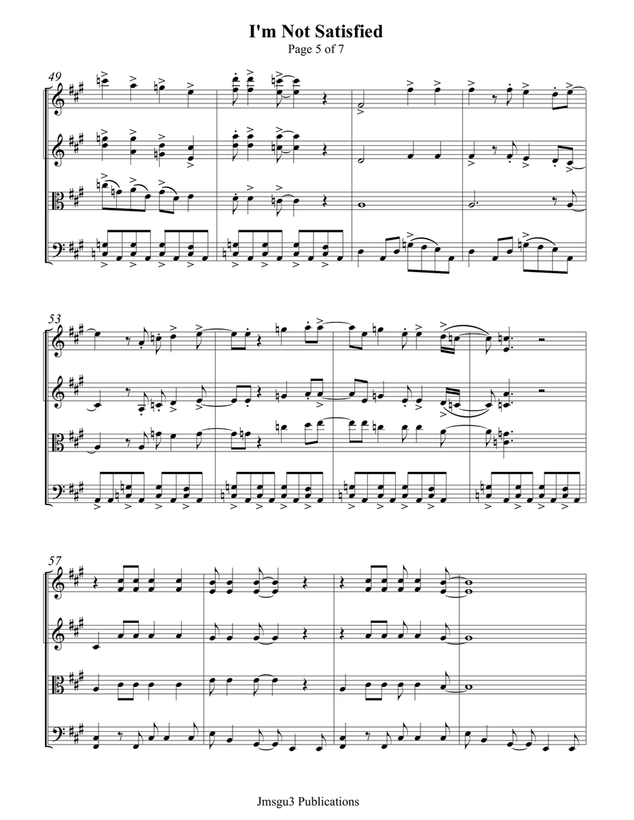 I'm Not Satisfied String Quartet scores gallery preview page 5