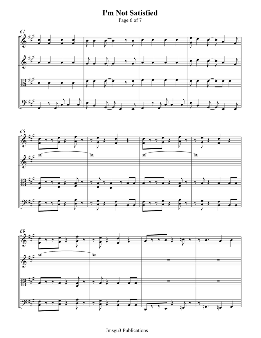 I'm Not Satisfied String Quartet scores gallery preview page 6