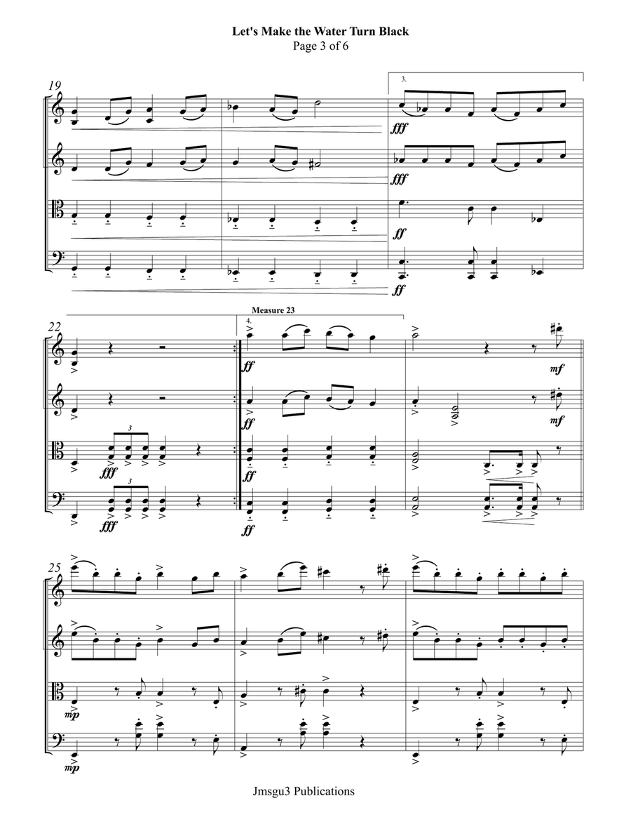 Let's Make The Water Turn Black String Quartet scores gallery preview page 3