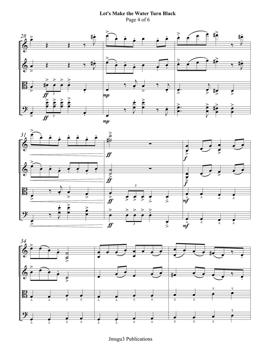 Let's Make The Water Turn Black String Quartet scores gallery preview page 4