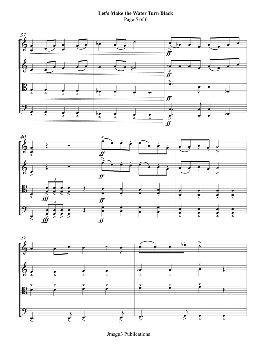 Let's Make The Water Turn Black String Quartet scores gallery preview page 5