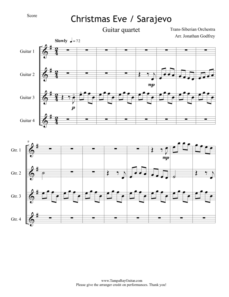 Christmas Eve/sarajevo 12/24 Acoustic Guitar scores gallery preview page 1