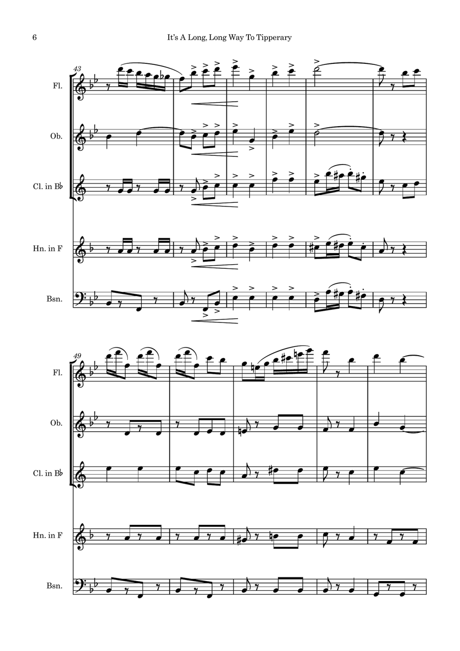 It's a Long, Long Way to Tipperary Woodwind Quintet scores gallery preview page 6