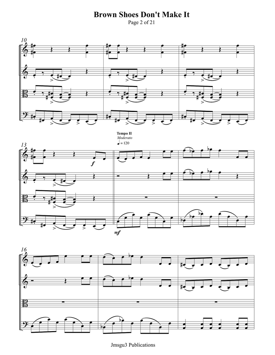 Brown Shoes Don't Make It String Quartet scores gallery preview page 2