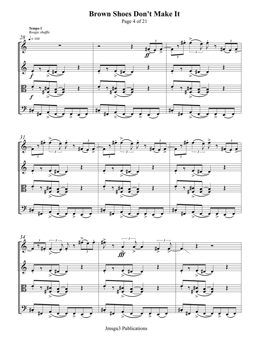 Brown Shoes Don't Make It String Quartet scores gallery preview page 4