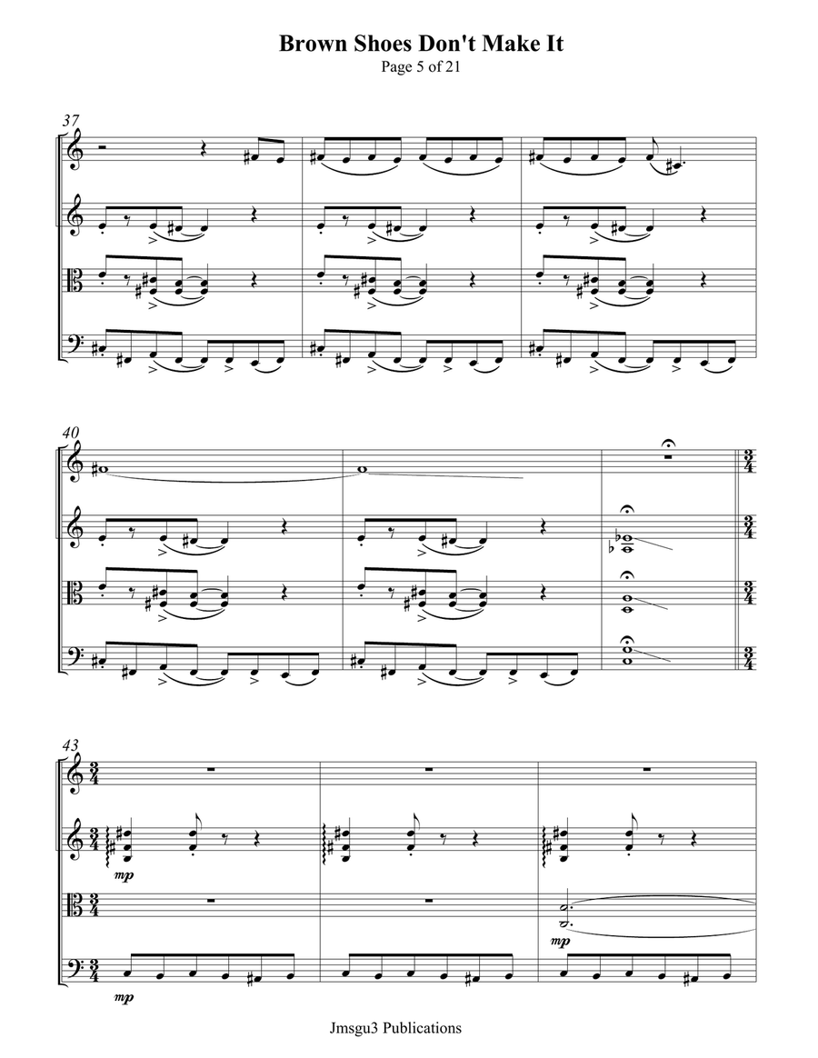 Brown Shoes Don't Make It String Quartet scores gallery preview page 5