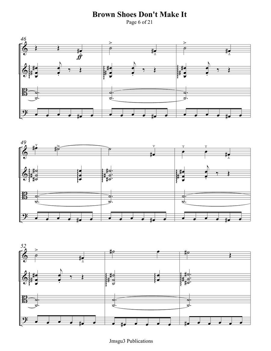 Brown Shoes Don't Make It String Quartet scores gallery preview page 6