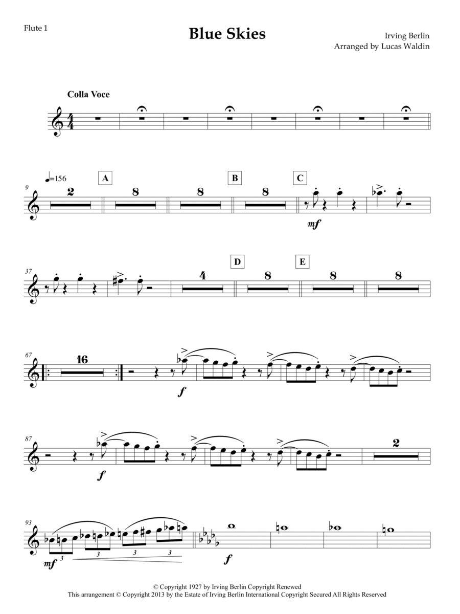 Blue Skies Full Orchestra scores gallery preview page 1