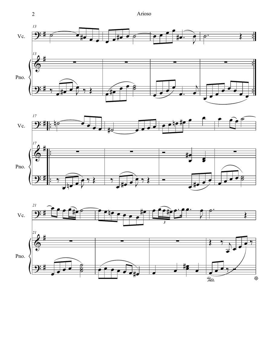 Arioso from Cantata BMV 165 Piano scores gallery preview page 2