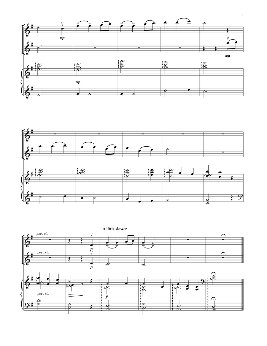Away In A Manger (for Violin Duet and Piano) String Duet scores gallery preview page 3