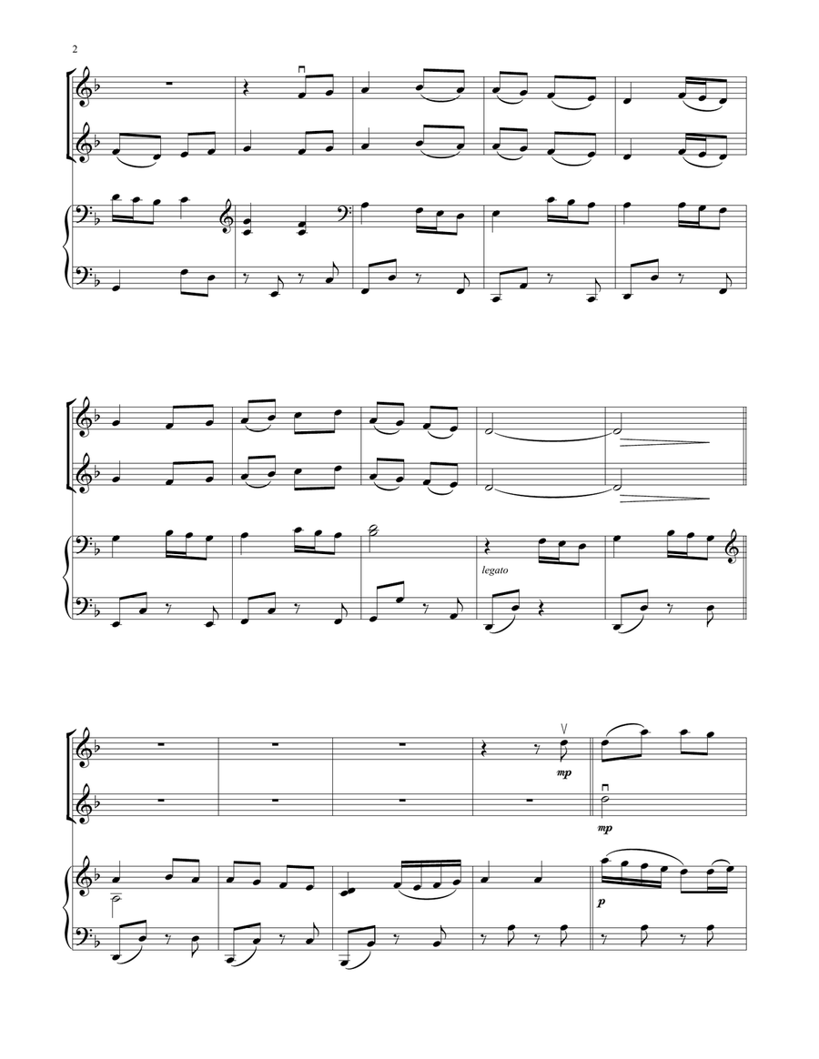 God Rest Ye Merry, Gentlemen (for Violin Duet and Piano) String Duet scores gallery preview page 2