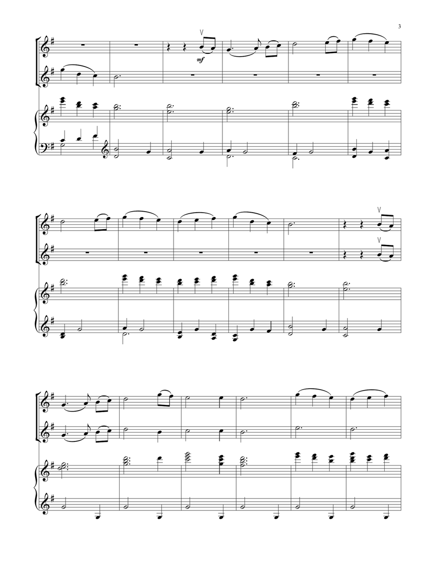 The First Noel (for Violin Duet and Piano) String Duet scores gallery preview page 3