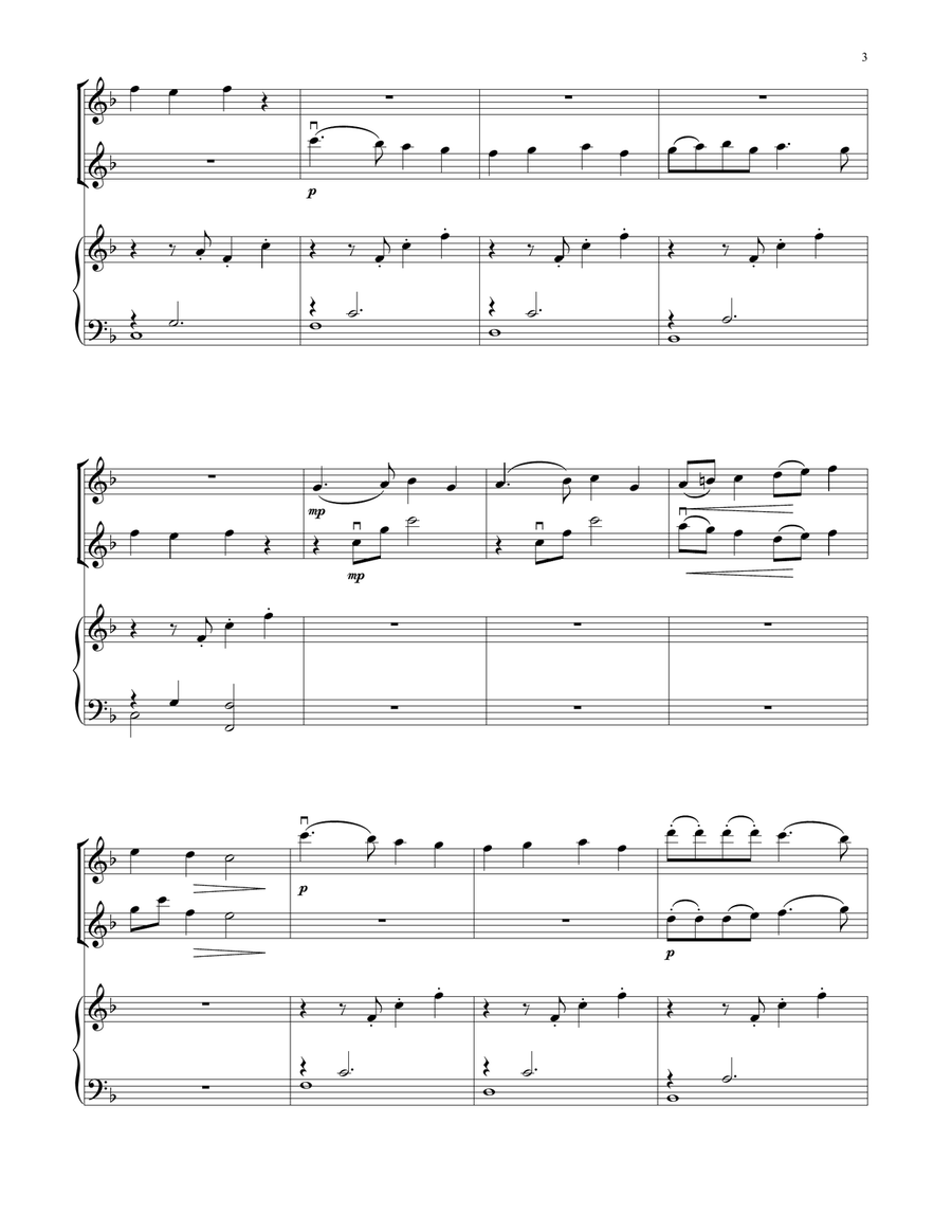 Deck The Hall (for Violin Duet and Piano) String Duet scores gallery preview page 3