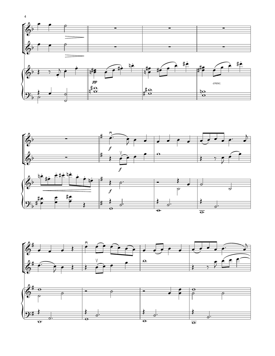 Deck The Hall (for Violin Duet and Piano) String Duet scores gallery preview page 4