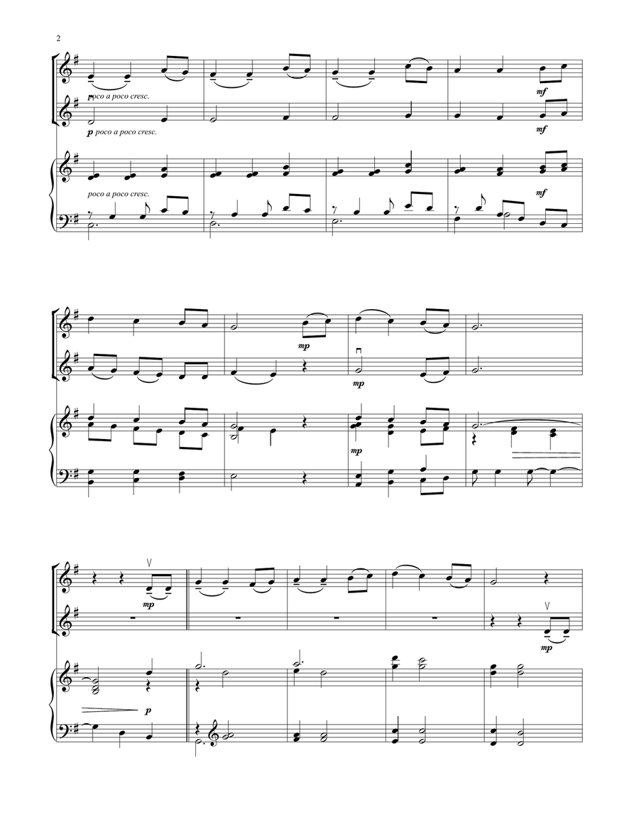 Infant Holy, Infant Lowly (for Violin Duet and Piano) String Duet scores gallery preview page 2