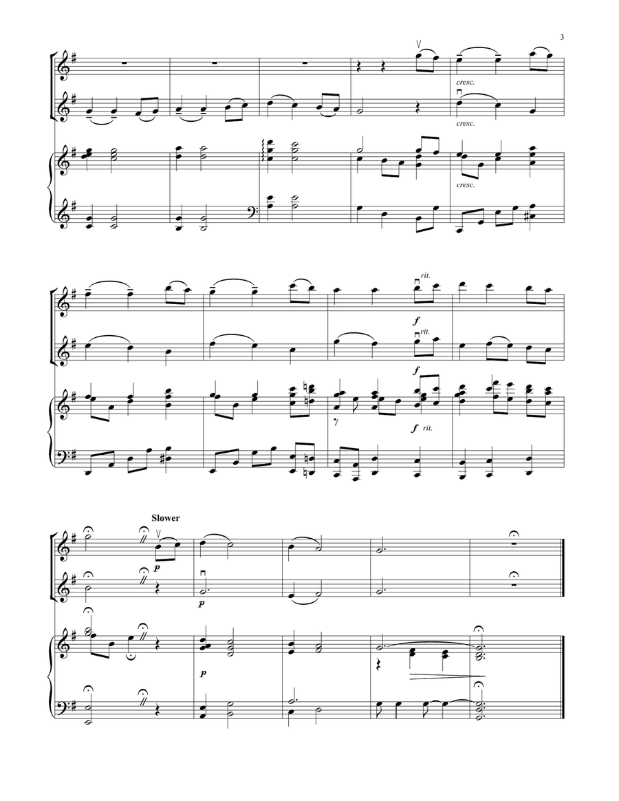 Infant Holy, Infant Lowly (for Violin Duet and Piano) String Duet scores gallery preview page 3