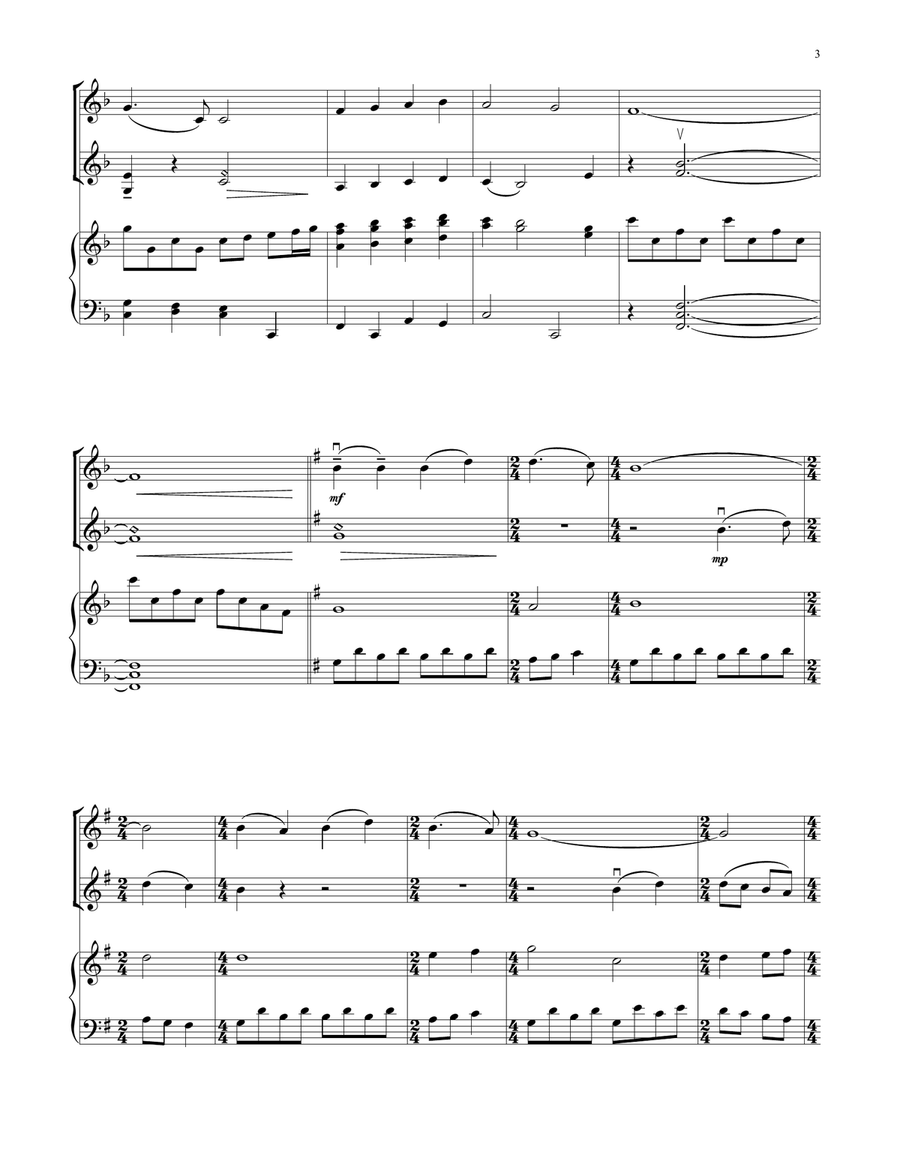 Angels We Have Heard On High (for Violin Duet and Piano) String Duet scores gallery preview page 3