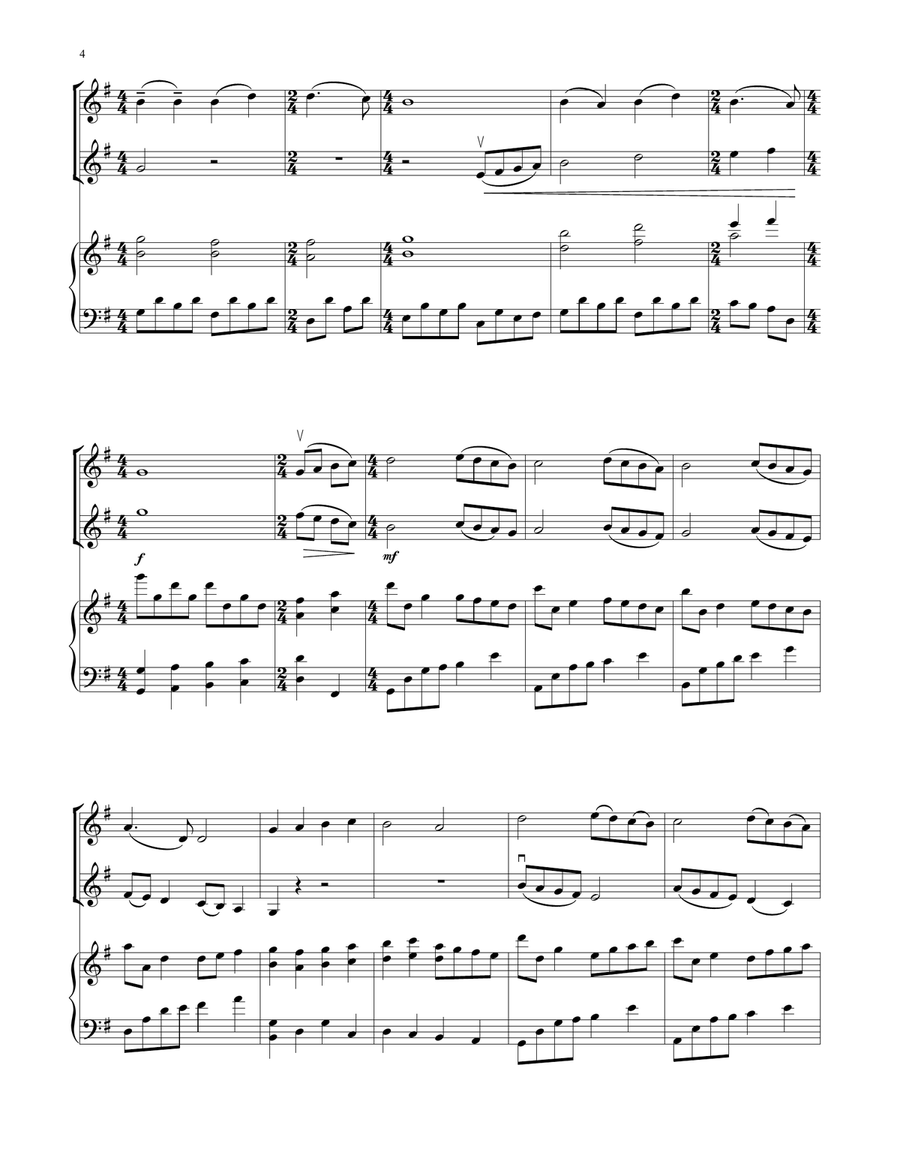 Angels We Have Heard On High (for Violin Duet and Piano) String Duet scores gallery preview page 4