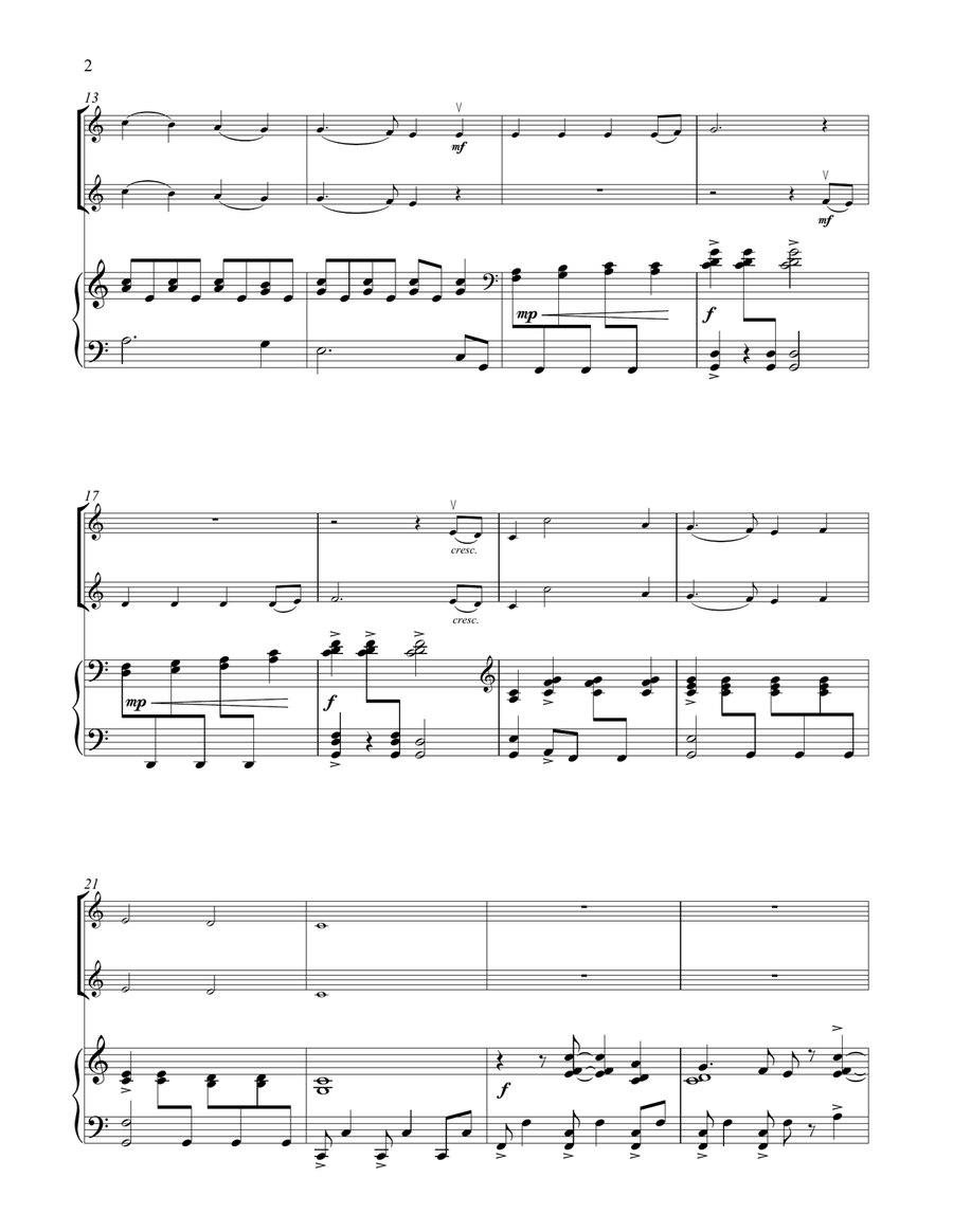 Joy To The World (for Violin Duet and Piano) String Duet scores gallery preview page 2