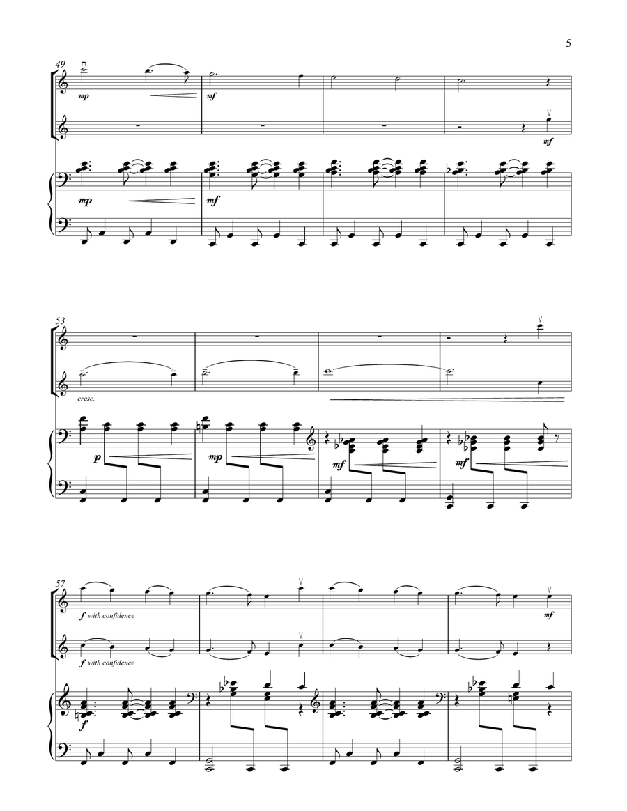 Joy To The World (for Violin Duet and Piano) String Duet scores gallery preview page 5