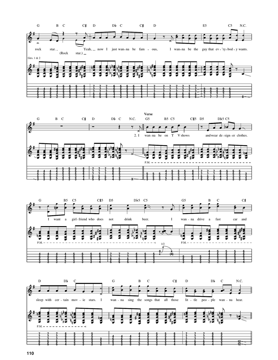 Rock Star Rock Star Guitar Tablature scores gallery preview page 4