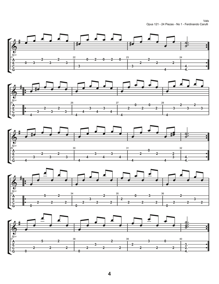 Ferdinando Carulli Volume Four Opus 121 - 24 Piezas For Low G Ukulele Ukulele scores gallery preview page 6