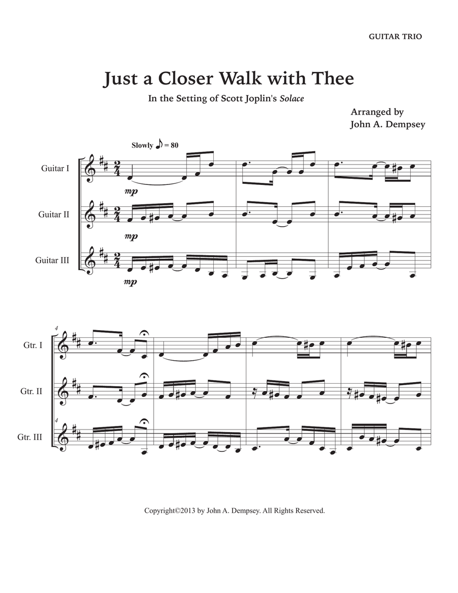Just a Closer Walk With Thee / Solace (Guitar Trio) Guitar Ensemble scores gallery preview page 5