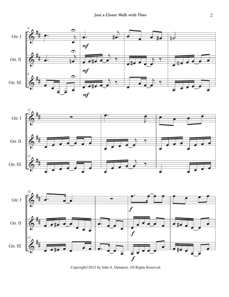 Just a Closer Walk With Thee / Solace (Guitar Trio) Guitar Ensemble scores gallery preview page 6