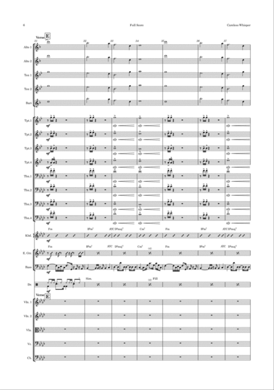 Careless Whisper Jazz Ensemble scores gallery preview page 6
