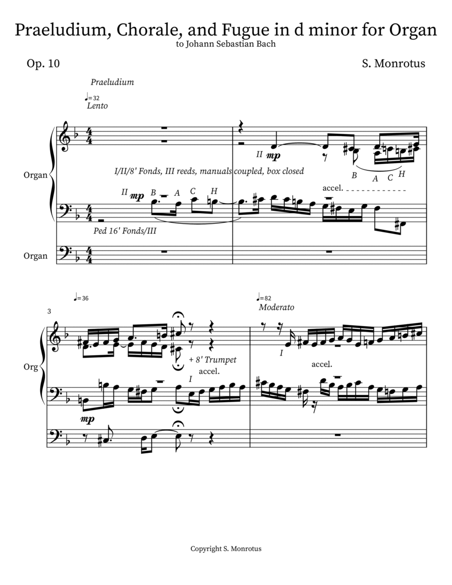 Praeludium, Chorale, and Fugue in d minor for Organ Organ Solo scores gallery preview page 1