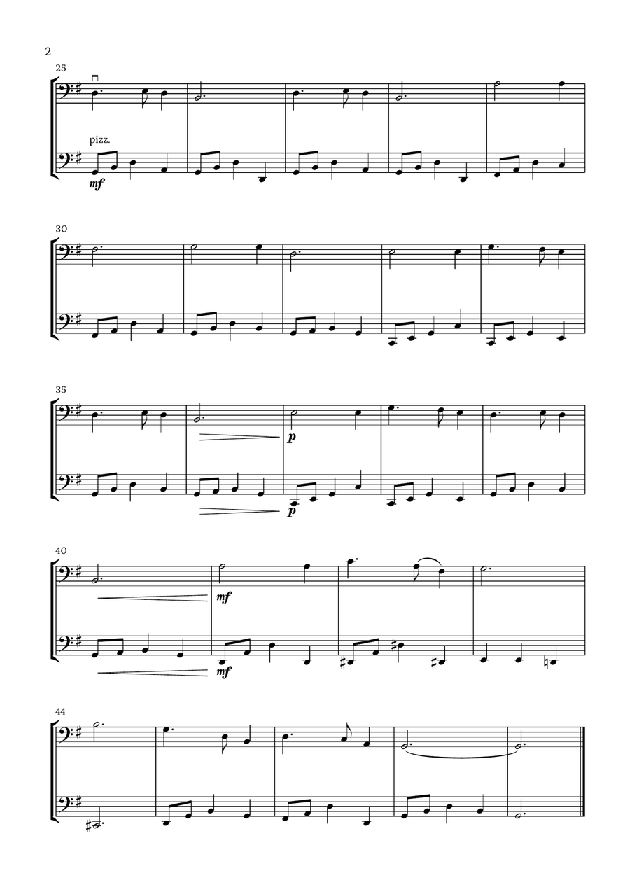 Silent Night (Cello Duet) - Beginner Level String Duet scores gallery preview page 2
