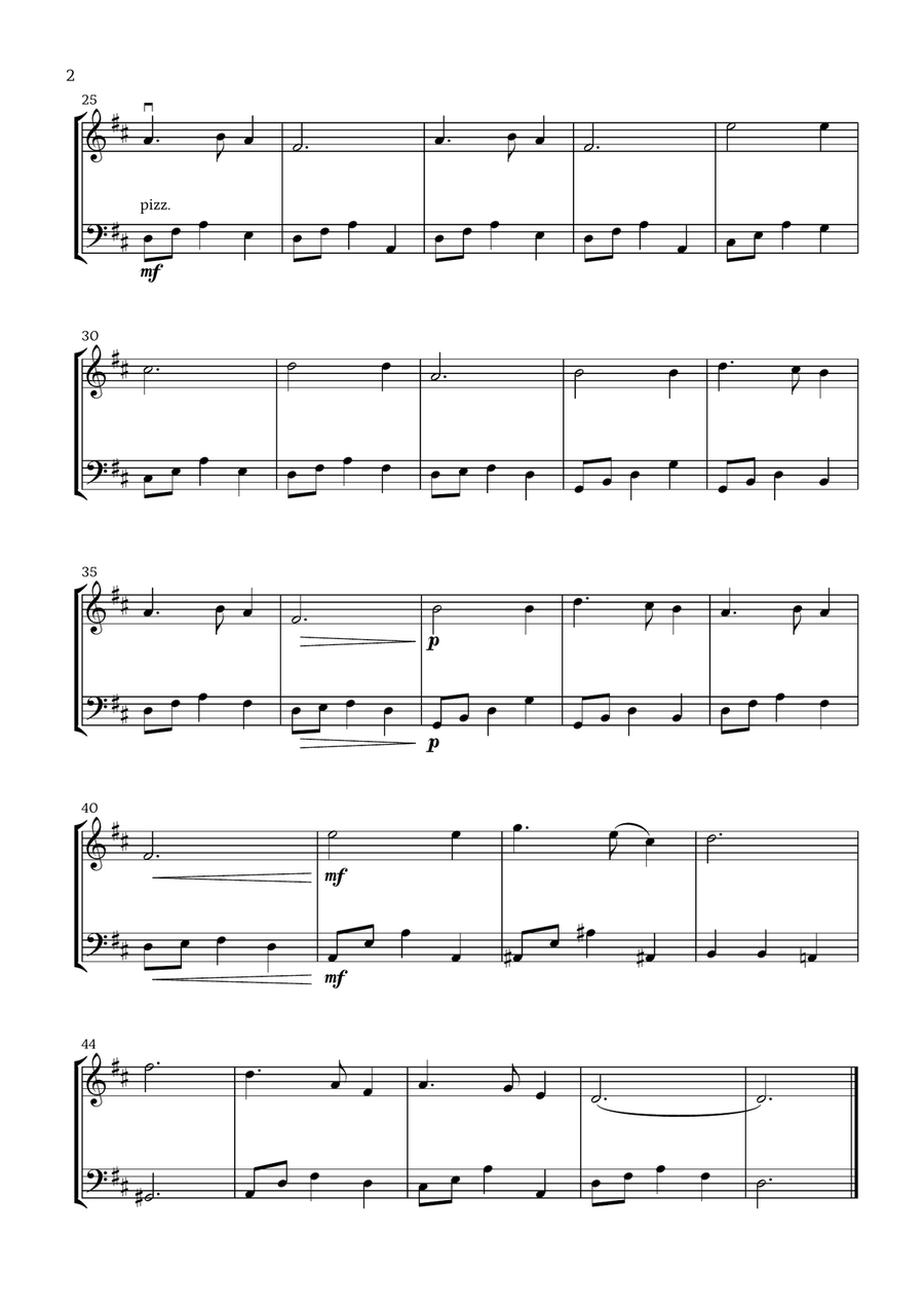 Silent Night (Violin and Cello) - Beginner Level String Duet scores gallery preview page 2