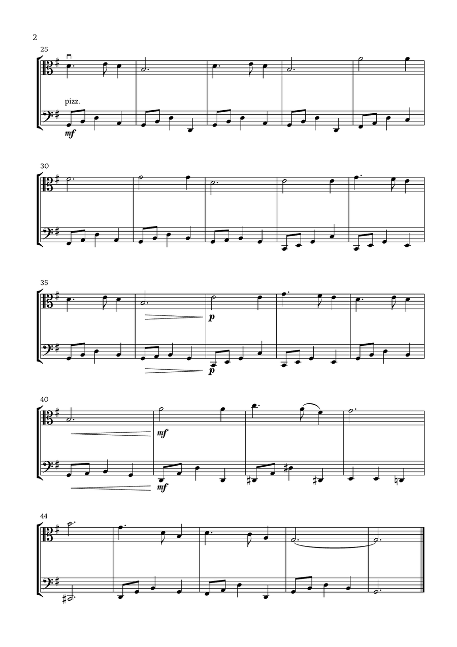 Silent Night (Viola and Cello) - Beginner Level String Duet scores gallery preview page 2