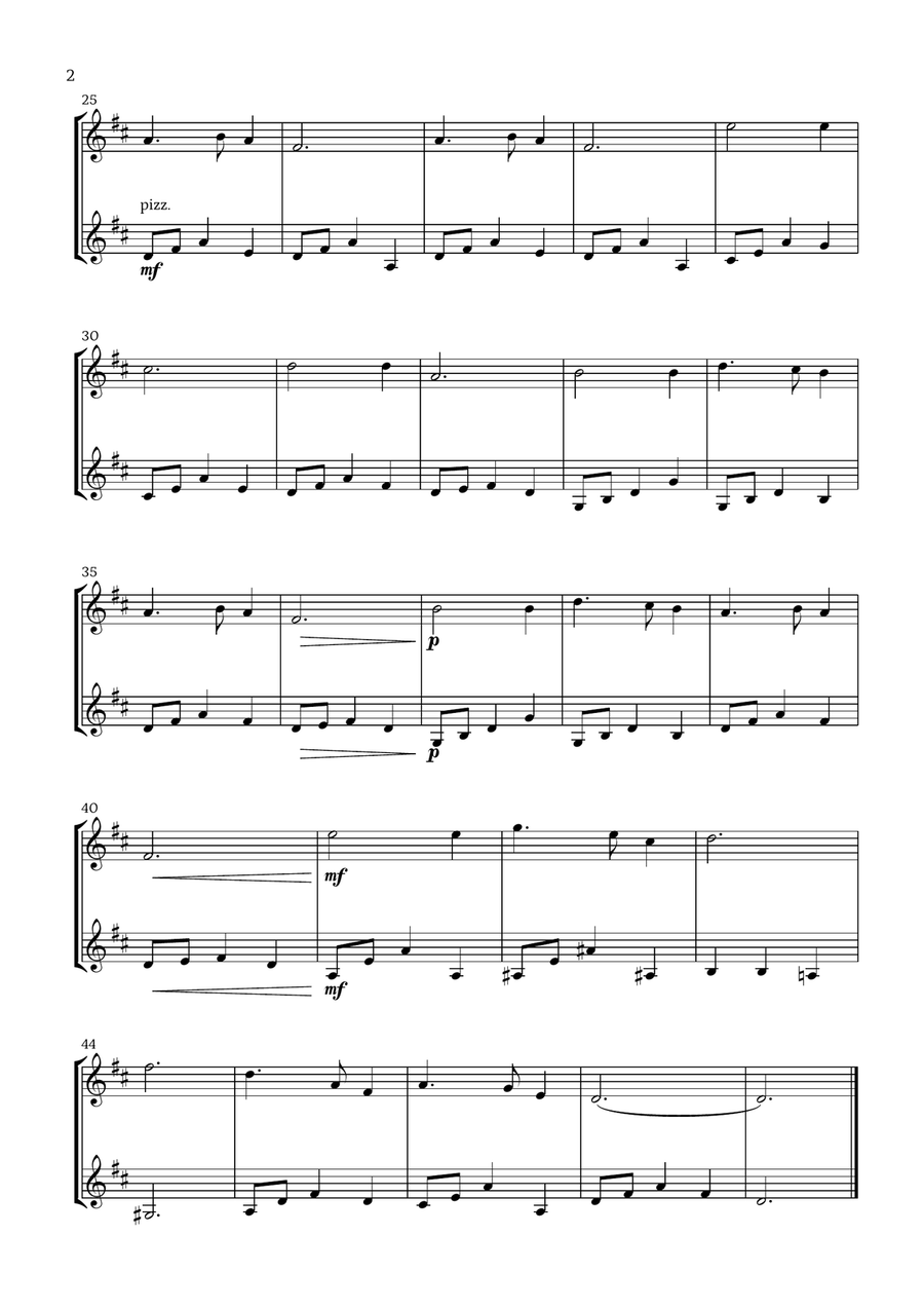 Silent Night (Flute and Violin) - Beginner Level Chamber Music scores gallery preview page 2