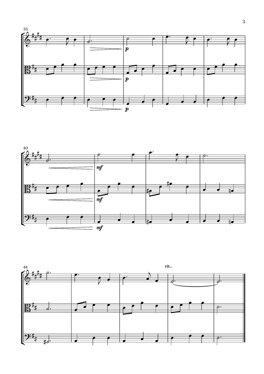 Silent Night (Clarinet, Viola and Cello) - Beginner Level Small Ensemble scores gallery preview page 3