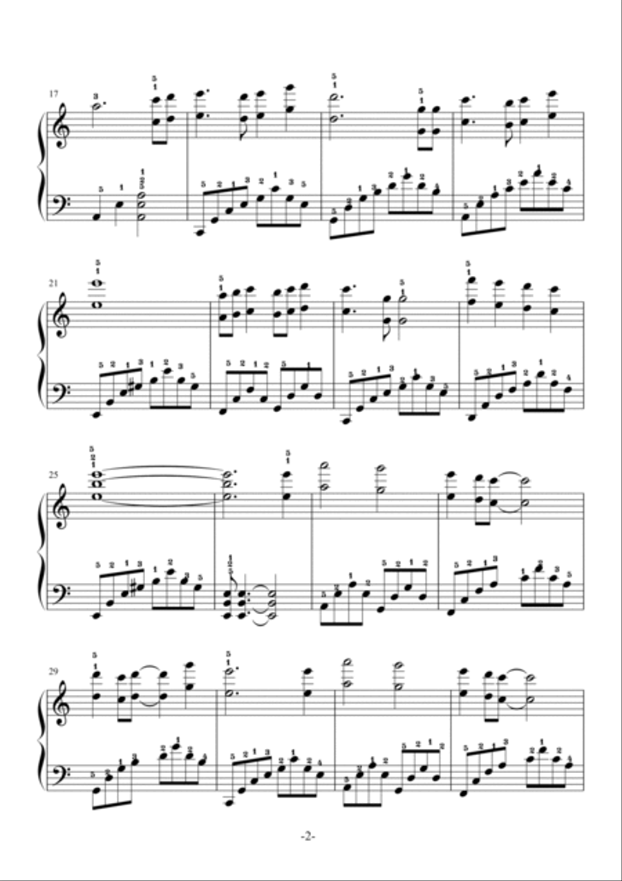 Laputa The Castle in the Sky，Joe Hisaishi，Easy Piano,with Fingering Easy Piano scores gallery preview page 2