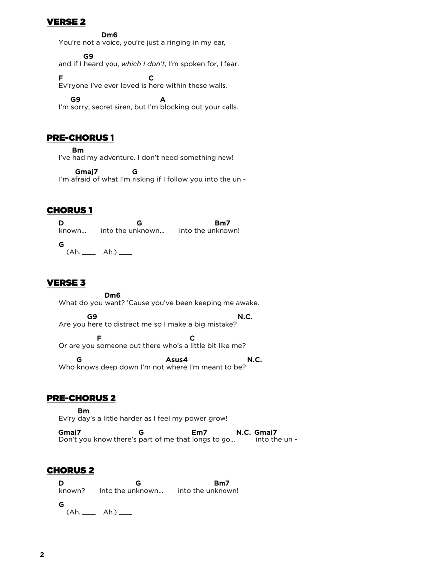 Into The Unknown (from Disney's Frozen 2) Easy Guitar scores gallery preview page 2