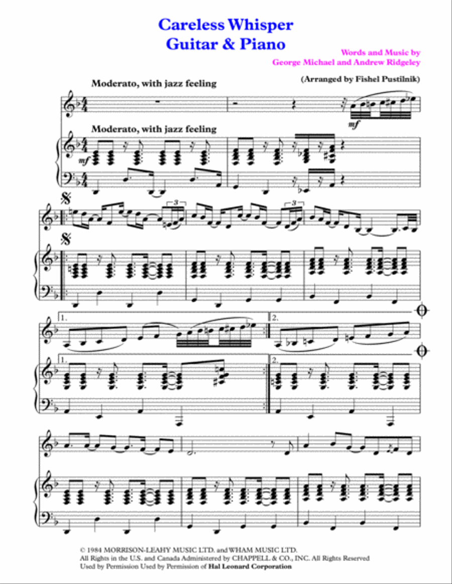 Careless Whisper Electric Guitar scores gallery preview page 2