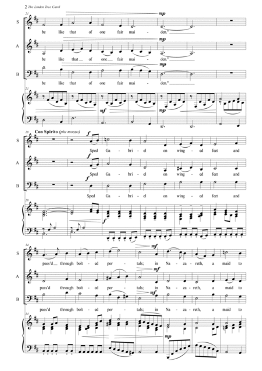 The Linden Tree Carol 3-Part scores gallery preview page 2