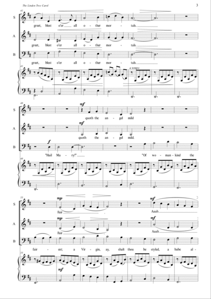 The Linden Tree Carol 3-Part scores gallery preview page 3