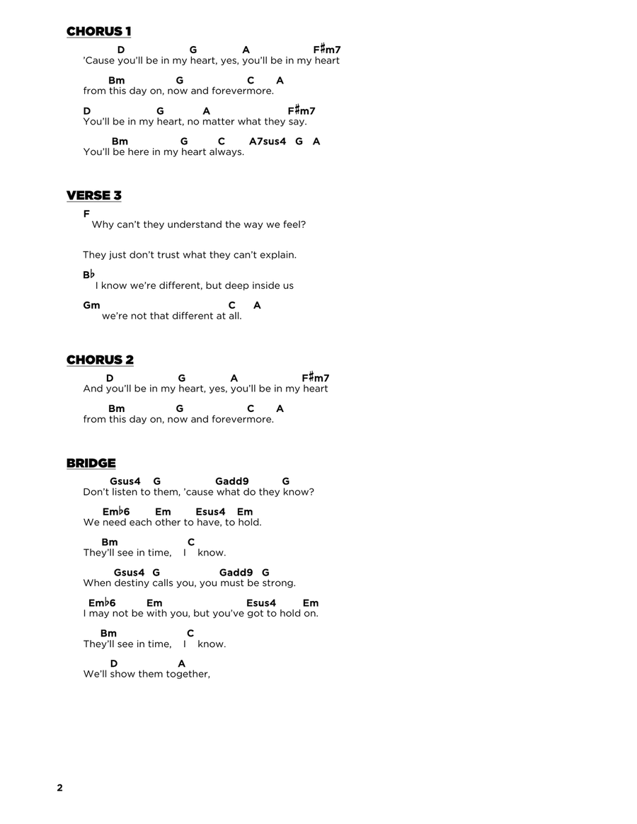 You'll Be In My Heart (from Tarzan) Easy Guitar scores gallery preview page 2