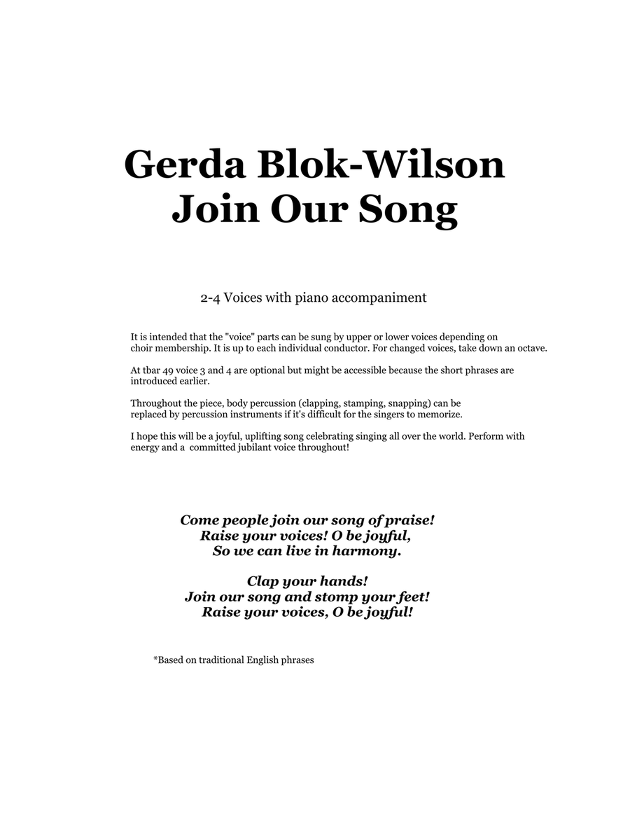 Join Our Song Join Our Song 4-Part scores gallery preview page 2