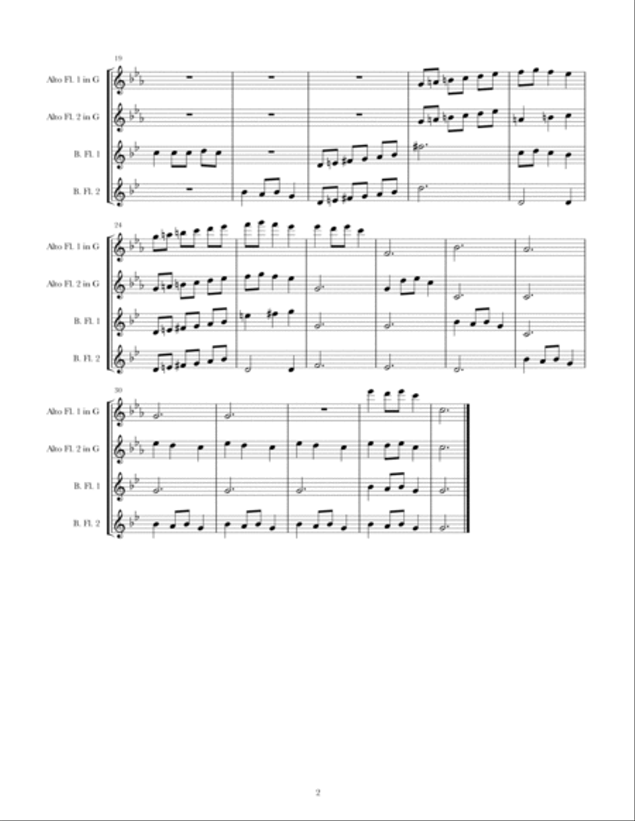 Carol of the Bells for Low Flutes Quartet Flute Quartet scores gallery preview page 2
