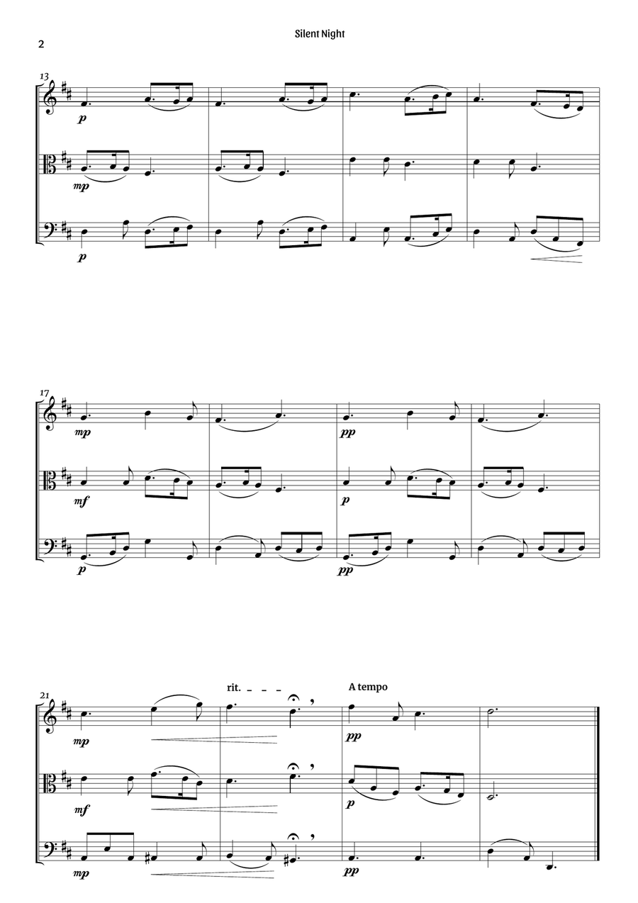 Silent Night (for string trio) String Trio scores gallery preview page 2