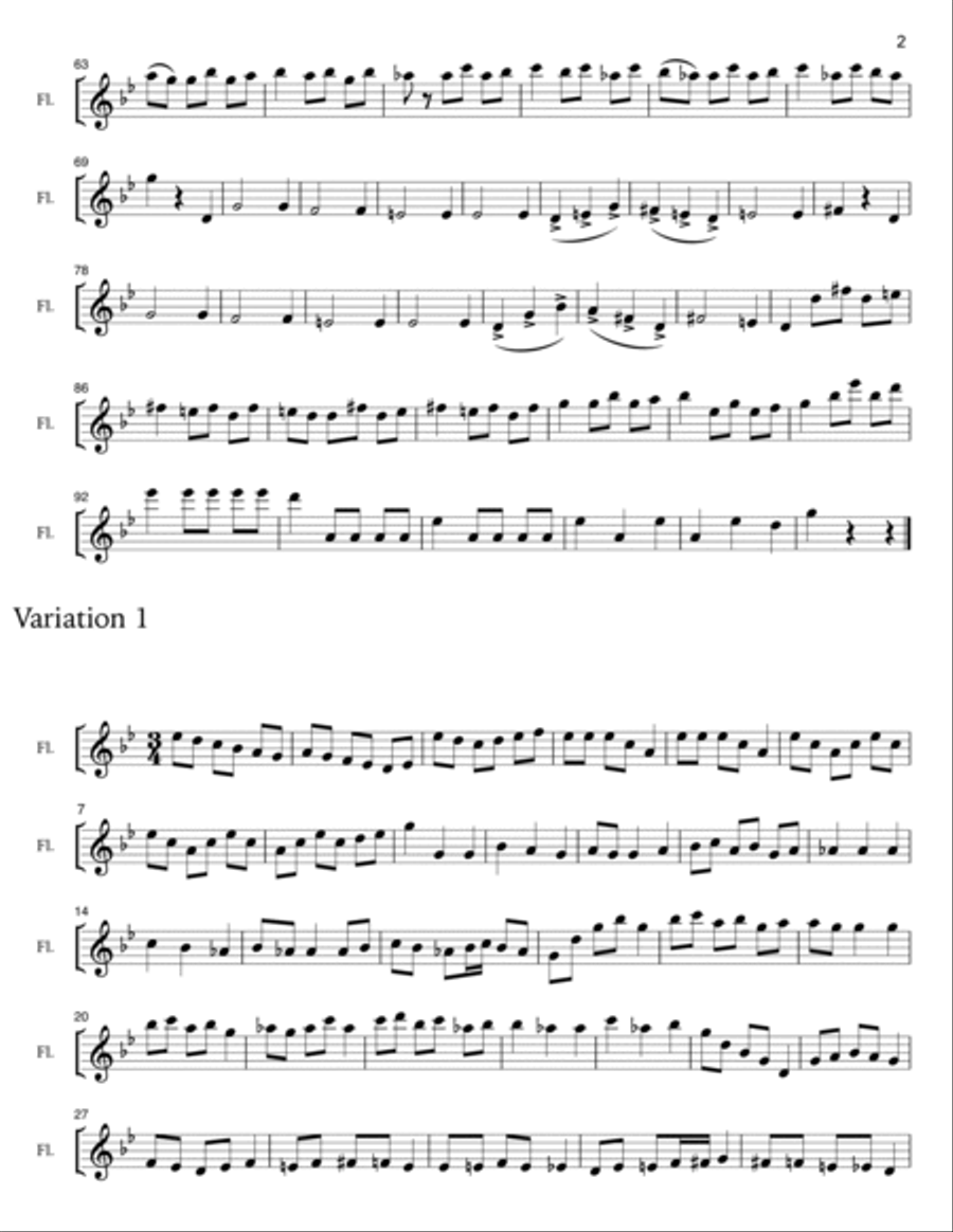 Variations on Danse Macabre Flute Solo scores gallery preview page 2