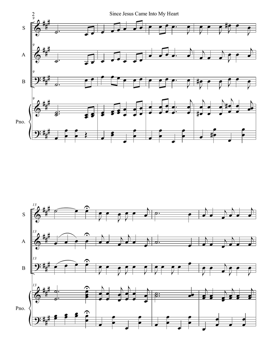 Since Jesus Came Into My Heart 3-Part scores gallery preview page 2