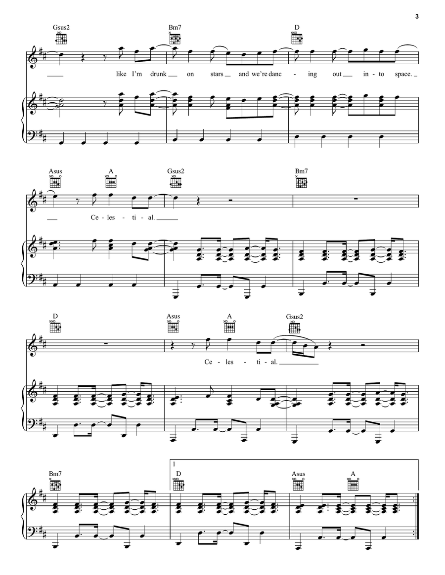 Celestial Celestial Piano, Vocal, Guitar scores gallery preview page 3