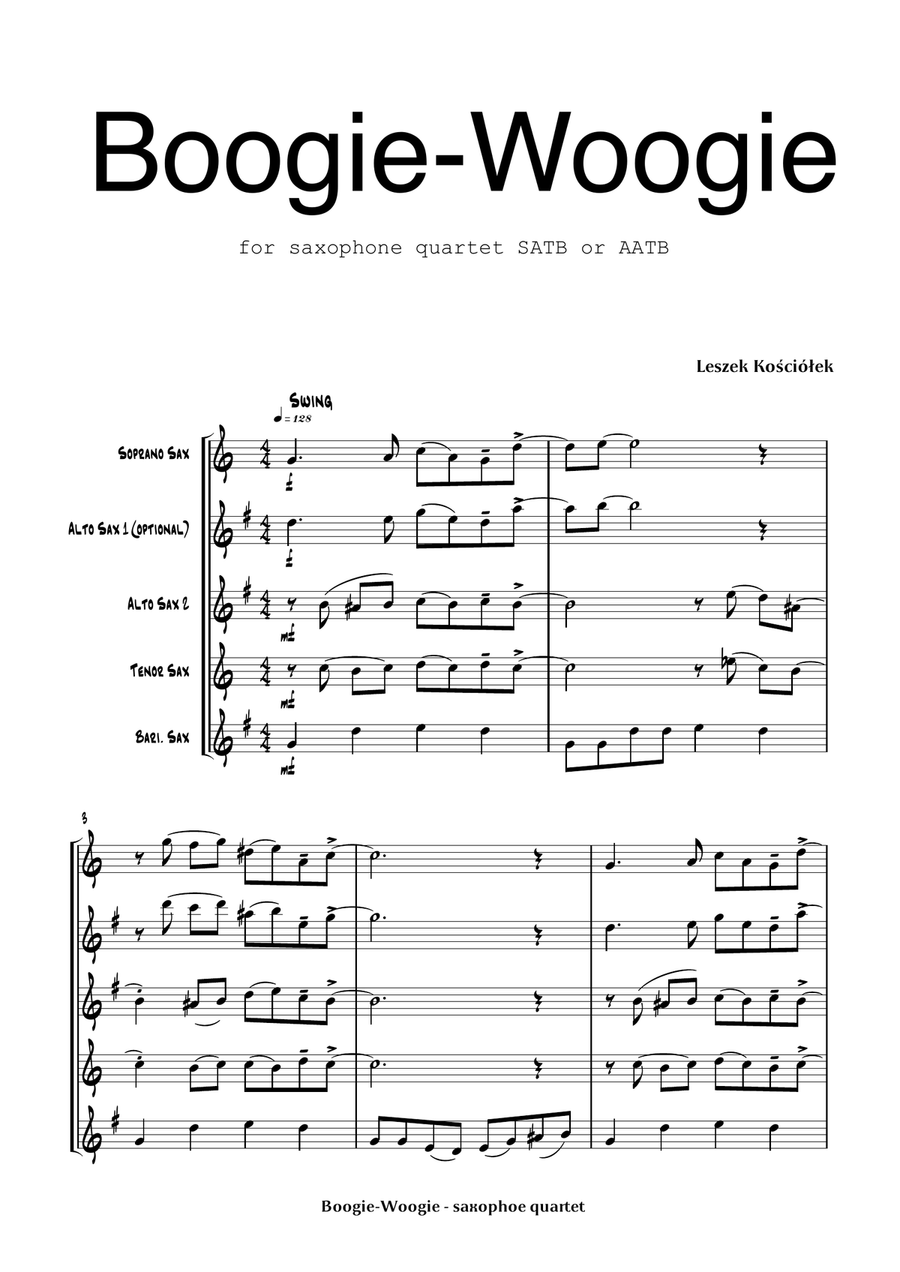 Boogie - Woogie (saxophone quartet) Saxophone Quartet scores gallery preview page 4