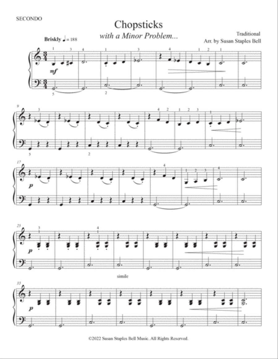 Chopsticks, with a Minor Problem... Piano Method scores gallery preview page 2