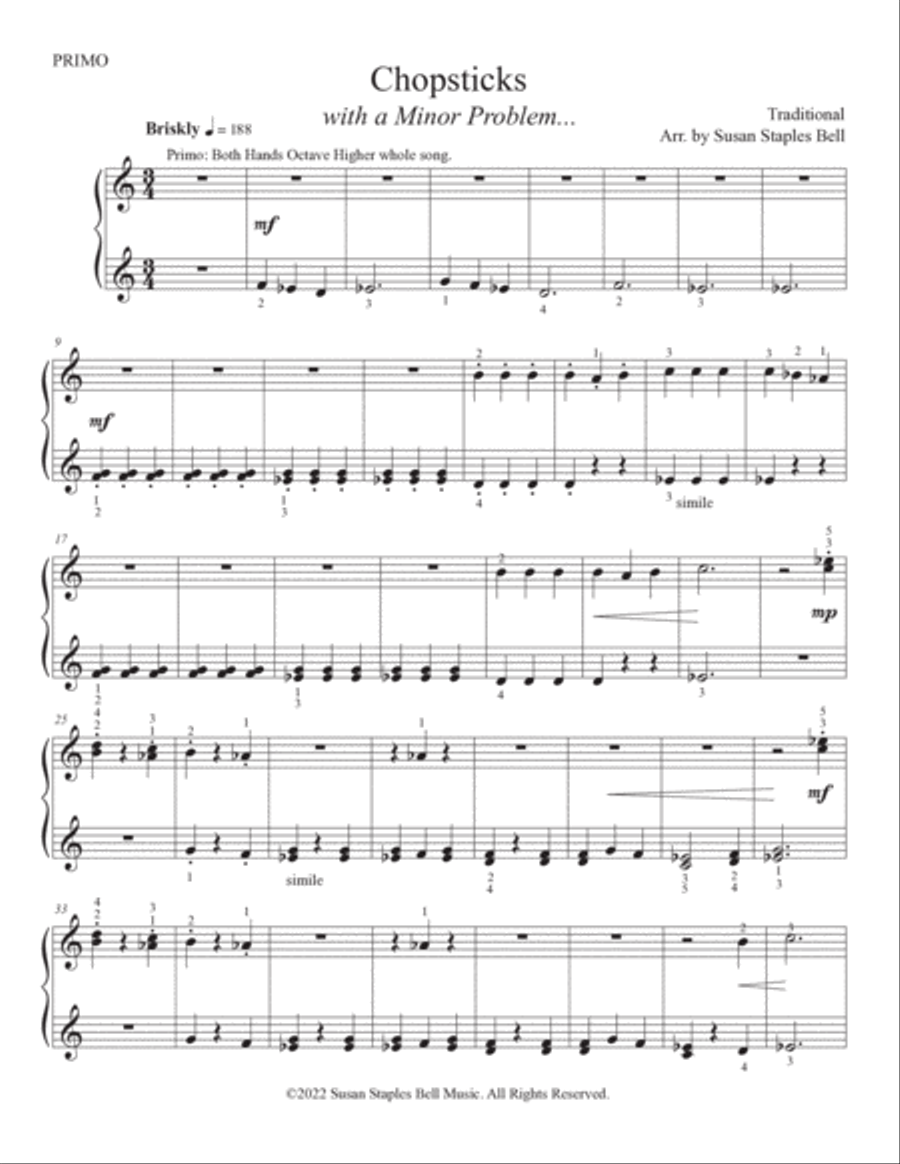 Chopsticks, with a Minor Problem... Piano Method scores gallery preview page 3